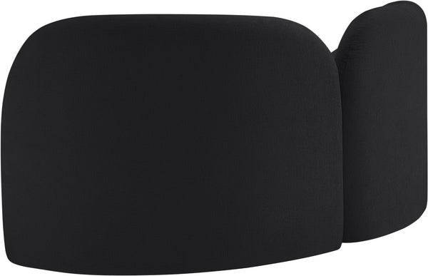 Meridian Furniture Daphne Art Deco Curved Loveseat with Swappable Wood Legs and Plush Upholstery for Living Rooms Black Chenille Fabric 44001Black-L