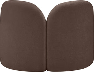 Meridian Furniture Daphne Art Deco Accent Chair Sculptural Curves Ball Legs for Living Room or Bedroom Brown Chenille Fabric 44001Brown-C