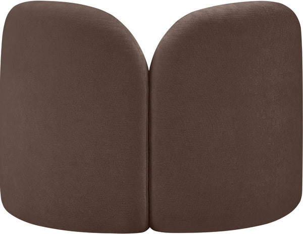 Meridian Furniture Daphne Art Deco Accent Chair Sculptural Curves Ball Legs for Living Room or Bedroom Brown Chenille Fabric 44001Brown-C