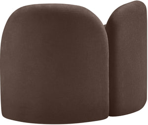 Meridian Furniture Daphne Art Deco Accent Chair Sculptural Curves Ball Legs for Living Room or Bedroom Brown Chenille Fabric 44001Brown-C
