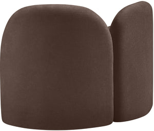 Meridian Furniture Daphne Art Deco Accent Chair Sculptural Curves Ball Legs for Living Room or Bedroom Brown Chenille Fabric 44001Brown-C