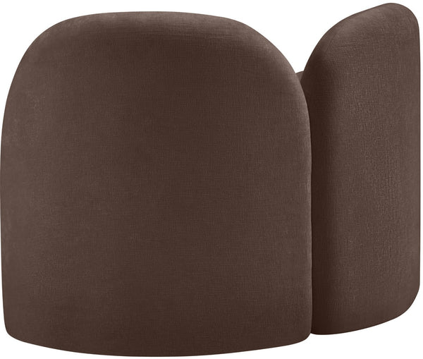Meridian Furniture Daphne Art Deco Accent Chair Sculptural Curves Ball Legs for Living Room or Bedroom Brown Chenille Fabric 44001Brown-C
