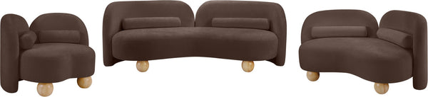 Meridian Furniture Daphne Art Deco Accent Chair Sculptural Curves Ball Legs for Living Room or Bedroom Brown Chenille Fabric 44001Brown-C