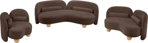 Meridian Furniture Daphne Art Deco Accent Chair Sculptural Curves Ball Legs for Living Room or Bedroom Brown Chenille Fabric 44001Brown-C
