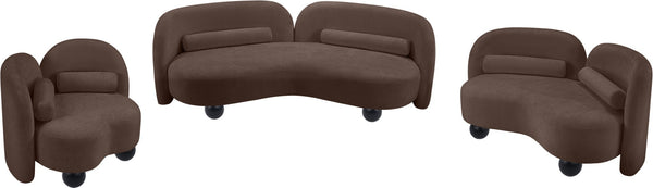 Meridian Furniture Daphne Art Deco Accent Chair Sculptural Curves Ball Legs for Living Room or Bedroom Brown Chenille Fabric 44001Brown-C