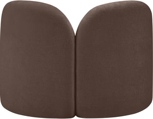 Meridian Furniture Daphne Art Deco Accent Chair Sculptural Curves Ball Legs for Living Room or Bedroom Brown Chenille Fabric 44001Brown-C