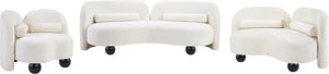 Meridian Furniture Daphne Art Deco Accent Chair Sculptural Curves Ball Legs for Living Room or Bedroom Cream Chenille Fabric 44001Cream-C