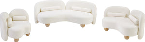 Meridian Furniture Daphne Art Deco Accent Chair Sculptural Curves Ball Legs for Living Room or Bedroom Cream Chenille Fabric 44001Cream-C