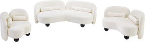 Meridian Furniture Daphne Art Deco Accent Chair Sculptural Curves Ball Legs for Living Room or Bedroom Cream Chenille Fabric 44001Cream-C