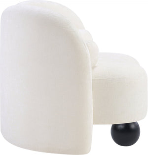 Meridian Furniture Daphne Art Deco Accent Chair Sculptural Curves Ball Legs for Living Room or Bedroom Cream Chenille Fabric 44001Cream-C