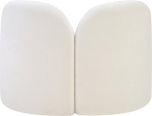 Meridian Furniture Daphne Art Deco Accent Chair Sculptural Curves Ball Legs for Living Room or Bedroom Cream Chenille Fabric 44001Cream-C