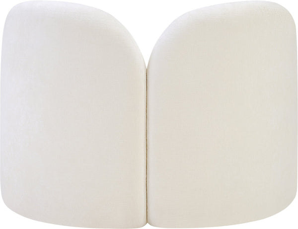 Meridian Furniture Daphne Art Deco Accent Chair Sculptural Curves Ball Legs for Living Room or Bedroom Cream Chenille Fabric 44001Cream-C