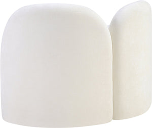 Meridian Furniture Daphne Art Deco Accent Chair Sculptural Curves Ball Legs for Living Room or Bedroom Cream Chenille Fabric 44001Cream-C