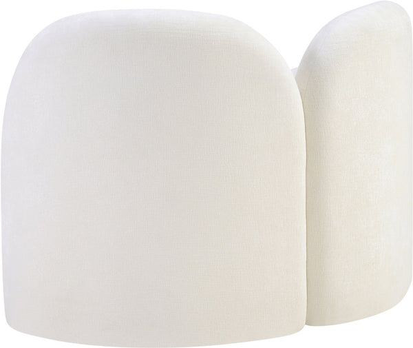 Meridian Furniture Daphne Art Deco Accent Chair Sculptural Curves Ball Legs for Living Room or Bedroom Cream Chenille Fabric 44001Cream-C