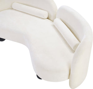 Meridian Furniture Daphne Art Deco Curved Loveseat with Swappable Wood Legs and Plush Upholstery for Living Rooms Cream Chenille Fabric 44001Cream-L