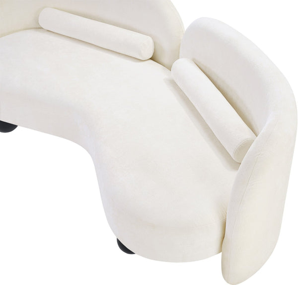 Meridian Furniture Daphne Art Deco Curved Loveseat with Swappable Wood Legs and Plush Upholstery for Living Rooms Cream Chenille Fabric 44001Cream-L