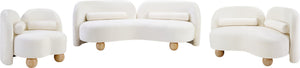 Meridian Furniture Daphne Art Deco Curved Loveseat with Swappable Wood Legs and Plush Upholstery for Living Rooms Cream Chenille Fabric 44001Cream-L