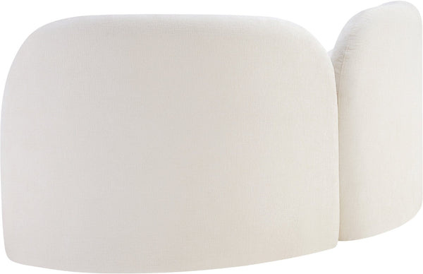 Meridian Furniture Daphne Art Deco Curved Loveseat with Swappable Wood Legs and Plush Upholstery for Living Rooms Cream Chenille Fabric 44001Cream-L