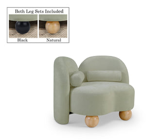 Meridian Furniture Daphne Art Deco Accent Chair Sculptural Curves Ball Legs for Living Room or Bedroom Mint Chenille Fabric 44001Mint-C