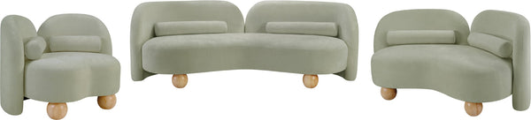 Meridian Furniture Daphne Art Deco Accent Chair Sculptural Curves Ball Legs for Living Room or Bedroom Mint Chenille Fabric 44001Mint-C