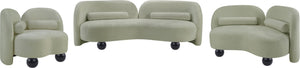 Meridian Furniture Daphne Art Deco Accent Chair Sculptural Curves Ball Legs for Living Room or Bedroom Mint Chenille Fabric 44001Mint-C