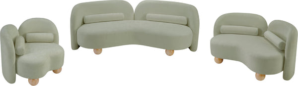 Meridian Furniture Daphne Art Deco Accent Chair Sculptural Curves Ball Legs for Living Room or Bedroom Mint Chenille Fabric 44001Mint-C