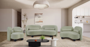 Meridian Furniture Daphne Art Deco Accent Chair Sculptural Curves Ball Legs for Living Room or Bedroom Mint Chenille Fabric 44001Mint-C