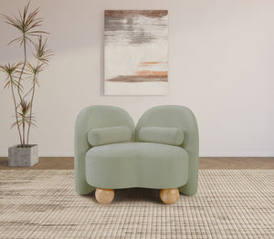 Meridian Furniture Daphne Art Deco Accent Chair Sculptural Curves Ball Legs for Living Room or Bedroom Mint Chenille Fabric 44001Mint-C