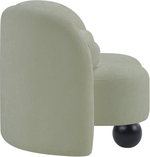 Meridian Furniture Daphne Art Deco Accent Chair Sculptural Curves Ball Legs for Living Room or Bedroom Mint Chenille Fabric 44001Mint-C