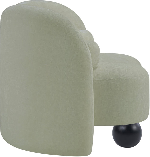 Meridian Furniture Daphne Art Deco Accent Chair Sculptural Curves Ball Legs for Living Room or Bedroom Mint Chenille Fabric 44001Mint-C