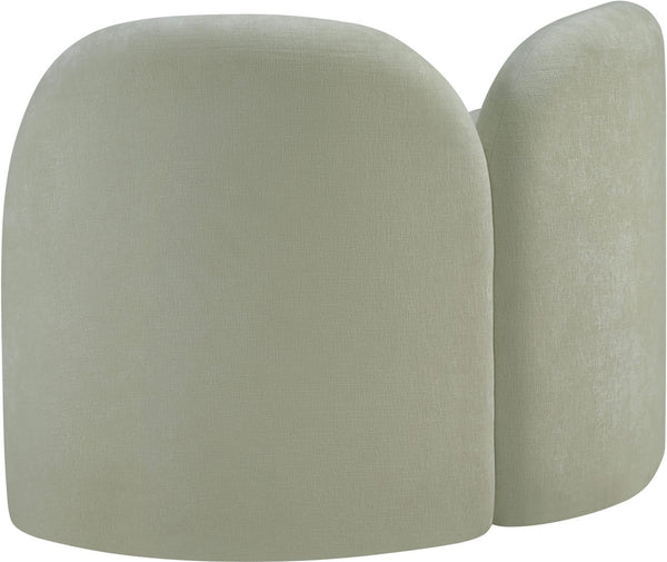 Meridian Furniture Daphne Art Deco Accent Chair Sculptural Curves Ball Legs for Living Room or Bedroom Mint Chenille Fabric 44001Mint-C