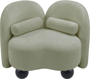 Meridian Furniture Daphne Art Deco Accent Chair Sculptural Curves Ball Legs for Living Room or Bedroom Mint Chenille Fabric 44001Mint-C