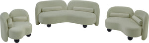 Meridian Furniture Daphne Art Deco Curved Loveseat with Swappable Wood Legs and Plush Upholstery for Living Rooms Mint Chenille Fabric 44001Mint-L
