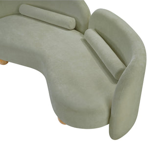 Meridian Furniture Daphne Art Deco Curved Loveseat with Swappable Wood Legs and Plush Upholstery for Living Rooms Mint Chenille Fabric 44001Mint-L