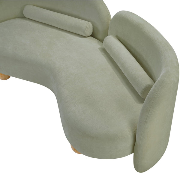 Meridian Furniture Daphne Art Deco Curved Loveseat with Swappable Wood Legs and Plush Upholstery for Living Rooms Mint Chenille Fabric 44001Mint-L
