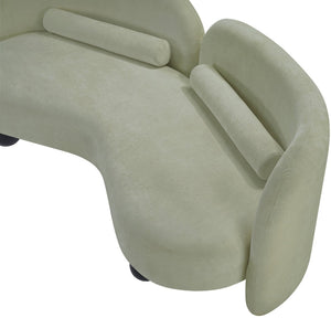Meridian Furniture Daphne Art Deco Curved Loveseat with Swappable Wood Legs and Plush Upholstery for Living Rooms Mint Chenille Fabric 44001Mint-L