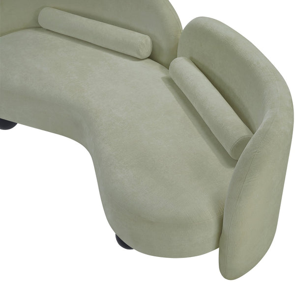 Meridian Furniture Daphne Art Deco Curved Loveseat with Swappable Wood Legs and Plush Upholstery for Living Rooms Mint Chenille Fabric 44001Mint-L