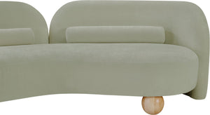 Meridian Furniture Daphne Art Deco Curved Loveseat with Swappable Wood Legs and Plush Upholstery for Living Rooms Mint Chenille Fabric 44001Mint-L