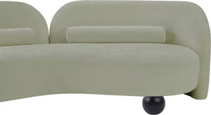 Meridian Furniture Daphne Art Deco Curved Loveseat with Swappable Wood Legs and Plush Upholstery for Living Rooms Mint Chenille Fabric 44001Mint-L