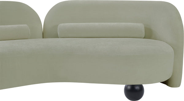 Meridian Furniture Daphne Art Deco Curved Loveseat with Swappable Wood Legs and Plush Upholstery for Living Rooms Mint Chenille Fabric 44001Mint-L