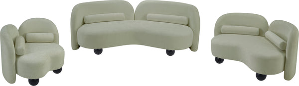 Meridian Furniture Daphne Art Deco Curved Loveseat with Swappable Wood Legs and Plush Upholstery for Living Rooms Mint Chenille Fabric 44001Mint-L