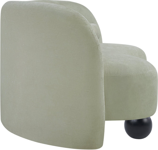 Meridian Furniture Daphne Art Deco Curved Loveseat with Swappable Wood Legs and Plush Upholstery for Living Rooms Mint Chenille Fabric 44001Mint-L