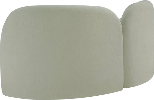 Meridian Furniture Daphne Art Deco Curved Loveseat with Swappable Wood Legs and Plush Upholstery for Living Rooms Mint Chenille Fabric 44001Mint-L