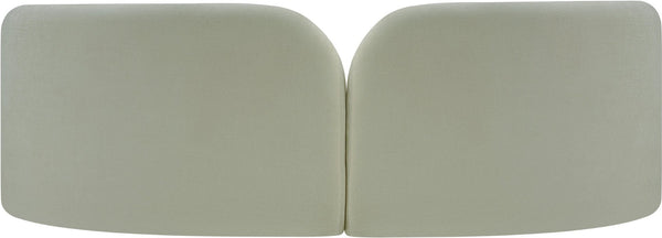Meridian Furniture Daphne Art Deco Curved Sofa with Deep Seating and Interchangeable Wood Ball Legs for Living Rooms Mint Chenille Fabric 44001Mint-S