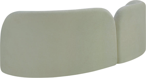 Meridian Furniture Daphne Art Deco Curved Sofa with Deep Seating and Interchangeable Wood Ball Legs for Living Rooms Mint Chenille Fabric 44001Mint-S