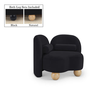 Meridian Furniture Daphne Art Deco Accent Chair Sculptural Curves Ball Legs for Living Room or Bedroom Black Velvet 44002Black-C