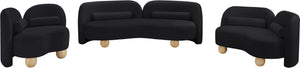 Meridian Furniture Daphne Art Deco Accent Chair Sculptural Curves Ball Legs for Living Room or Bedroom Black Velvet 44002Black-C
