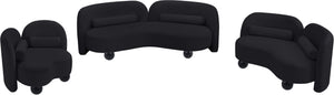 Meridian Furniture Daphne Art Deco Accent Chair Sculptural Curves Ball Legs for Living Room or Bedroom Black Velvet 44002Black-C