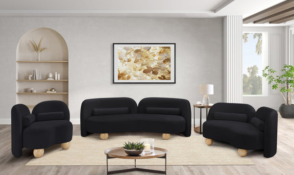 Meridian Furniture Daphne Art Deco Accent Chair Sculptural Curves Ball Legs for Living Room or Bedroom Black Velvet 44002Black-C