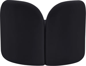 Meridian Furniture Daphne Art Deco Accent Chair Sculptural Curves Ball Legs for Living Room or Bedroom Black Velvet 44002Black-C